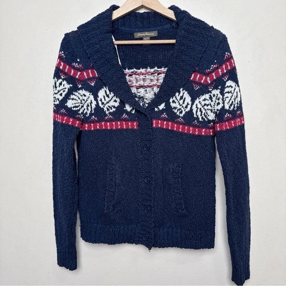 Tommy Bahama Womens  Xsmall Tropical Fair Isle Cardigan Ocean Deep - Picture 4 of 16